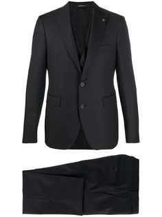 Tagliatore peaked-lapel three-piece piqué suit