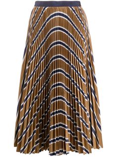 Sacai плиссированная юбка в полоску