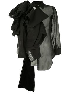 Yohji Yamamoto блузка асимметричного кроя с оборками