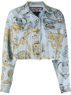 Versace Jeans Couture укороченная джинсовая куртка с принтом baroque
