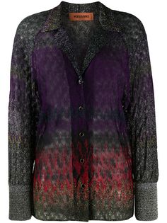 Missoni рубашка с узором зигзаг и эффектом металлик