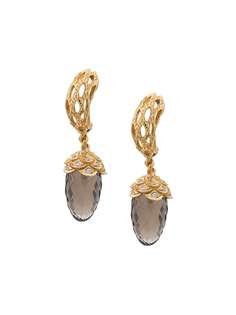 Carrera золотые серьги с бриллиантами и кварцем