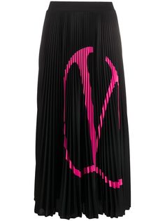 Valentino плиссированная юбка с логотипом VLogo
