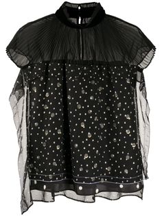 Sacai блузка с плиссировкой