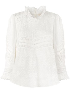 LoveShackFancy блузка Shelley с кружевной отделкой