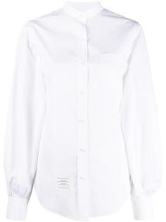 Thom Browne рубашка без воротника с нашивкой-логотипом