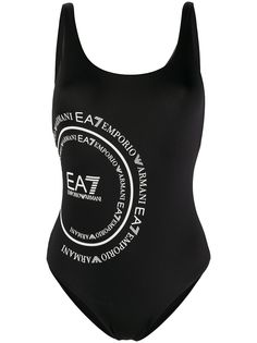 Ea7 Emporio Armani купальник с логотипом и U-образным вырезом