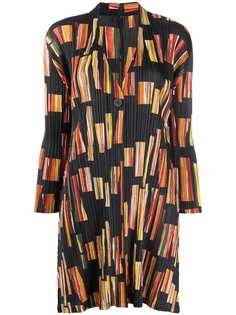 Pleats Please Issey Miyake плиссированное пальто с V-образным вырезом