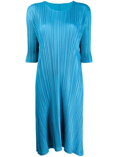 Pleats Please Issey Miyake плиссированное платье-трапеция с укороченными рукавами