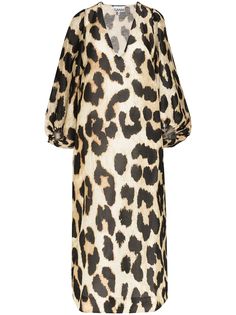 GANNI платье миди с леопардовым принтом