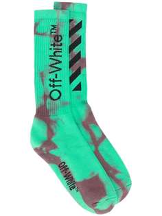 Off-White носки в рубчик с принтом тай-дай