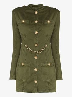 Balmain платье мини с отделкой цепочками