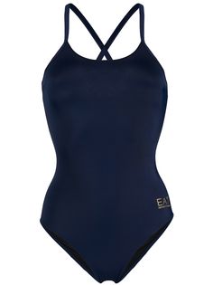 Ea7 Emporio Armani купальник с логотипом металлик