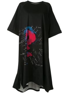 Yohji Yamamoto платье-футболка с принтом
