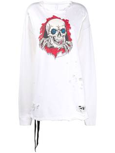 UNRAVEL PROJECT свитер с эффектом потертости и принтом