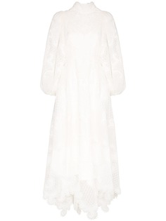 Zimmermann платье миди Brightside с вышивкой