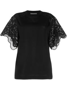 Alberta Ferretti поплиновый топ с кружевными вставками