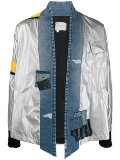 Greg Lauren куртка-рубашка со вставками из денима