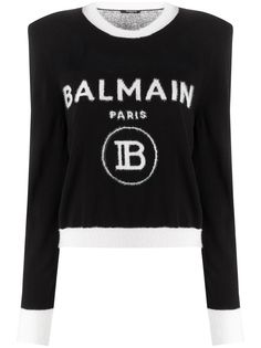 Balmain джемпер с логотипом и объемными плечами