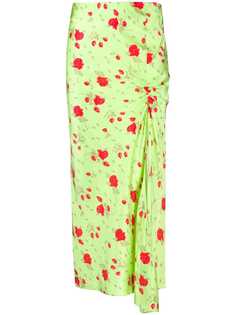 De La Vali атласная юбка со сборками и цветочным принтом