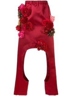 Comme Des Garçons брюки с цветочной аппликацией