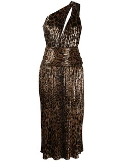 Saint Laurent платье на одно плечо с леопардовым принтом