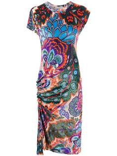 Paco Rabanne драпированное платье с цветочным принтом