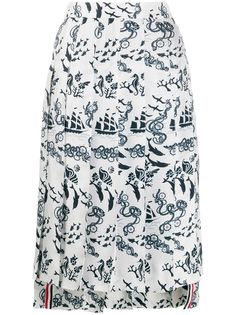 Thom Browne плиссированная юбка с принтом