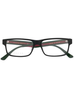 Gucci Eyewear очки в прямоугольной оправе с отделкой Web
