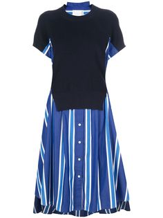 Sacai платье миди с контрастной вставкой
