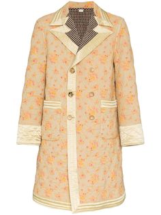 Gucci стеганое пальто с цветочным принтом
