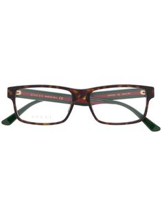 Gucci Eyewear очки в прямоугольной оправе с отделкой Web