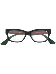 Gucci Eyewear очки в прямоугольной оправе с отделкой Web