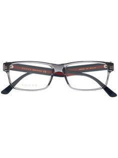 Gucci Eyewear очки в прямоугольной оправе с отделкой Web