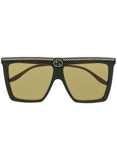 Gucci Eyewear солнцезащитные очки в квадратной оправе со стразами