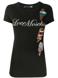 Love Moschino футболка с пайетками и вышитым логотипом