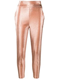 Elisabetta Franchi укороченные брюки с эффектом металлик