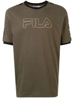 Fila футболка с полосками на плечах и логотипом