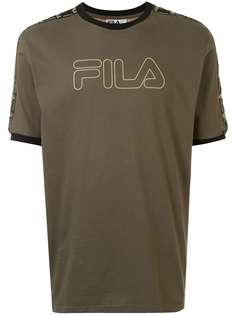 Fila футболка с полосками на плечах и логотипом