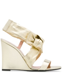 Pollini bow detail wedge heel sandals