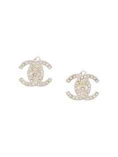 Chanel Pre-Owned серьги 1996-го года с логотипом CC и стразами