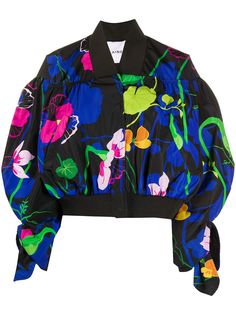 Ainea куртка-бомбер оверсайз с цветочным принтом
