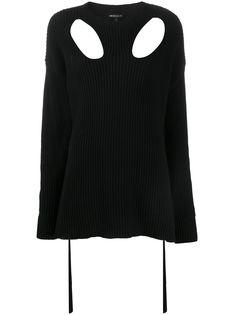 Ann Demeulemeester джемпер в рубчик с вырезом