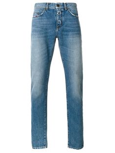 Saint Laurent джинсы с заниженной посадкой и эффектом потертости