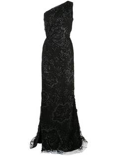 Marchesa Notte платье с цветочным принтом и блестками