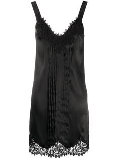 Blumarine атласное платье со вставкой в технике кроше