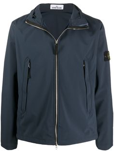 Stone Island куртка с воротником-воронкой и логотипом