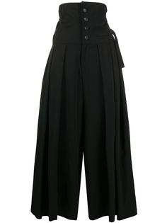 Yohji Yamamoto брюки широкого кроя с завышенной талией