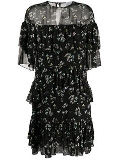 Blumarine платье с оборками и цветочным принтом
