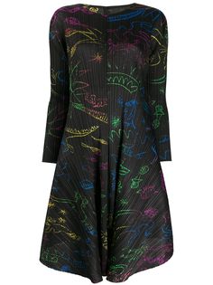 Pleats Please Issey Miyake плиссированное платье с принтом